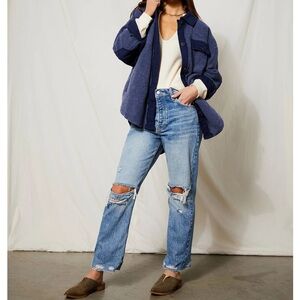 Free People Tapered Baggy Boyfriend Distressed Denim Jeans sz 28